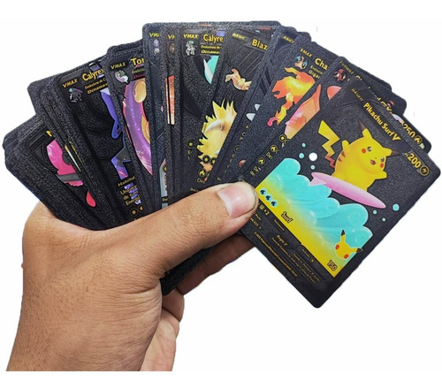 Mazo De 55 Cartas Pokémon V-max Negro En Español Reflectiva