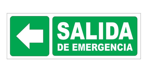 Cartel Salida De Emergencia C/flecha Izq. 14x41 Alto Impacto