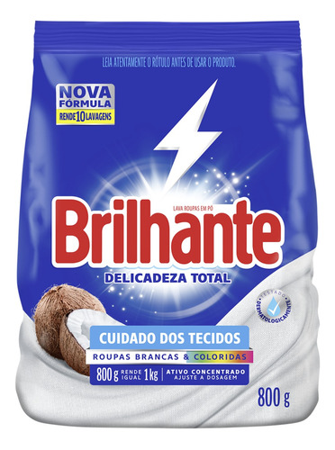 Sabão em pó Delicadeza Total Roupas Brancas e Coloridas 800 g Brilhante