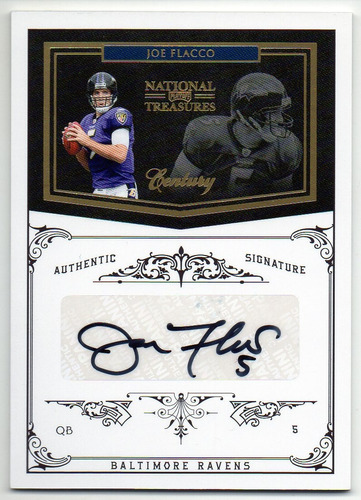 2010 National Treasures Prime /5 Autógrafo Joe Flacco Ravens