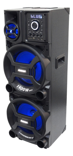 Caixa Som Amplificada Bluetooth 1400w Usb Led 2 Microfone