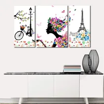 Comprar Cuadros Tripticos Abstracto Paris Bici Vintage (70x40 Cm)