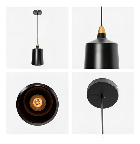 Lámpara Colgante Negro Mate Bronce E27 40w 1 Luz