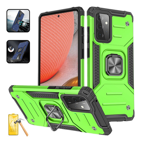 Funda Para Galaxy A72 Con Mica Varios Modelos Antigolpes Verde Claro Shockcolor
