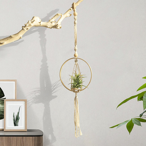 Macrame Plants Hanger Cuentas De Madera Macetero Colgante