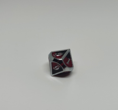 Set Dados De Metal X 7 Rol - #12 Rojo Y Negro Con Números Y Bordes Plateados