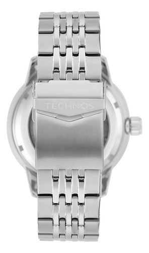 Relógio Technos Masculino Automatico Prata Prata Azul Azul