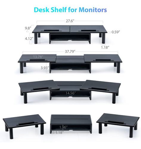 Rocdeer Elevador Monitor Doble Bambu Almacenamiento 2 3