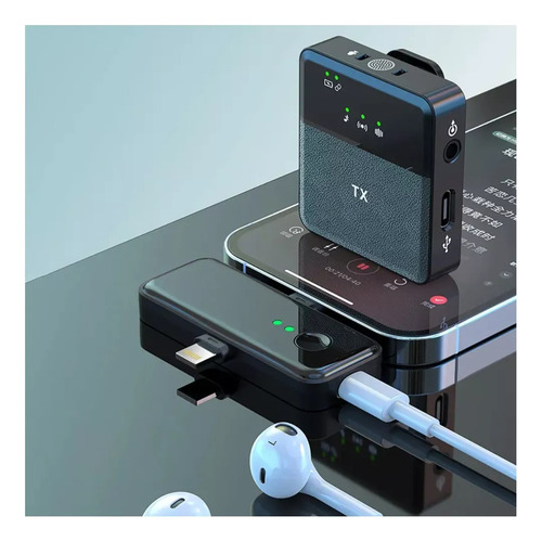 Micrófono Inalámbrico Doble Para iPhone Y Android Sx31 Negro