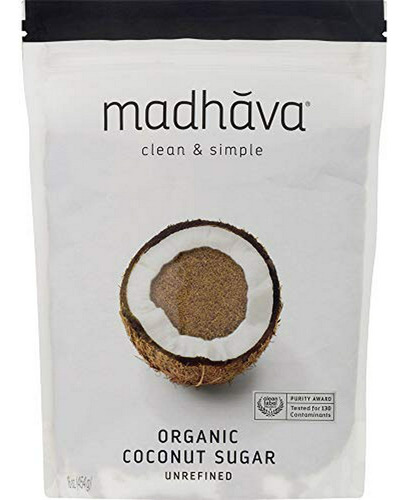 Azúcar De Coco Orgánica Madhava 16 Oz. (paquete De 6) | Endu