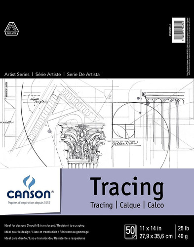 Canson Black Tracing Translúcido 11x14 In 40g 50 Hojas