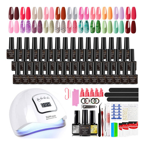 Kit De Uñas De Gel Completo Con Lámpara Profesional