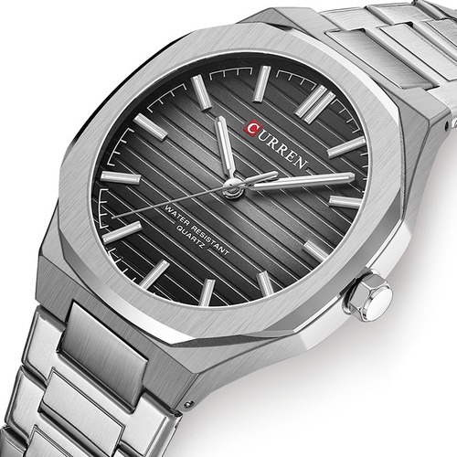 Relógios De Quartzo Inoxidável Curren Analog Business Cor Do Fundo Silver Black