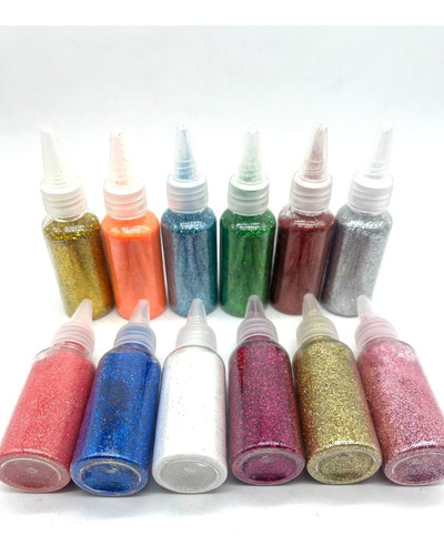 Glitter Varios Colores X Unidad En Botellita