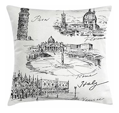 Ambesonne Sketchy Throw Pillow Cojín, Travel The World, Con 