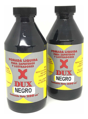 Pomada Líquida Dux 250cc. Zapateros Lustradores. Negro