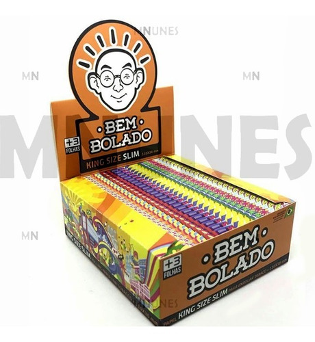 Caixa Seda Bem Bolado Laranja King Size Slim Com 50 Livretos