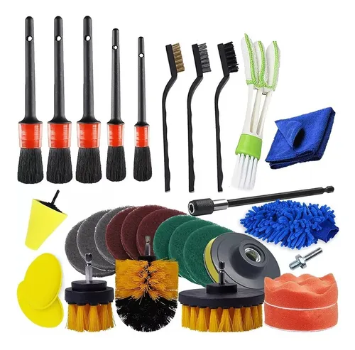 Limpieza De Auto Kit 40 Piezas Interior Exterior Pad Taladro