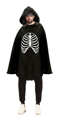 Disfraz Clasico Esqueleto Calaca Halloween Poncho Adulto