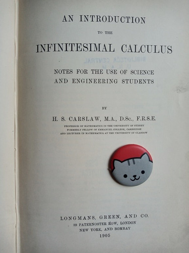 Libro An Introduction To The Infinitesimal Calculus 143b8