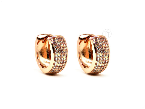 Arracadas Plata 925/18k Pave De Zirconias 5.0 Ct Rose Gold