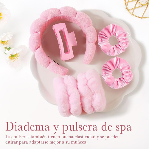 Kit 6pzs Diademas Para Maquillaje Y Muñequeras Skincare Spa