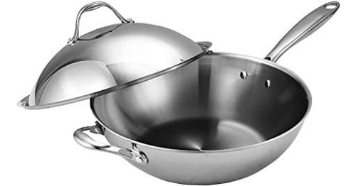 Cooks Standard Acero Inoxidable Multi-ply Clad Wok, 13  Con