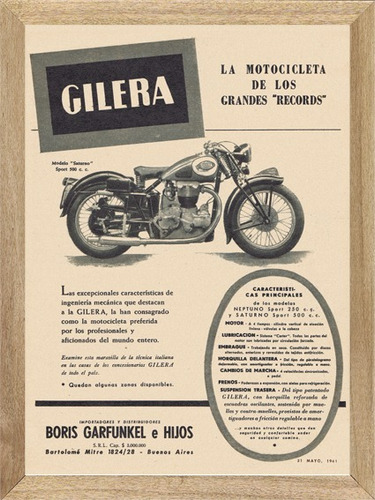  Gilera Saturno Moto Cuadros Poster Carteles  X294