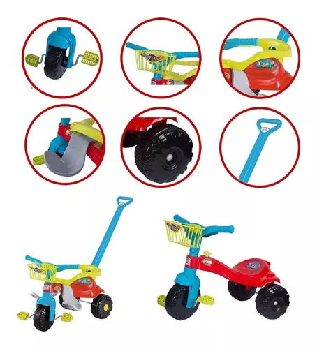 Triciclo Velotrol Motoca Infantil Empurrador Velocípede Bebê Cor Azul