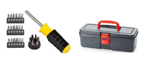 comprar Jogo Kit Pontas Bits 7 Fenda 7 Phillps 7 Torx 7 Allen 7pz + Chave Matriz + Extensao Flexivel De Metal