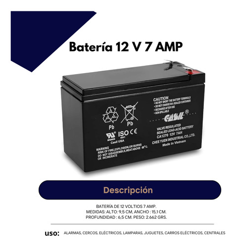 Bateria 12v 7ah Casil 