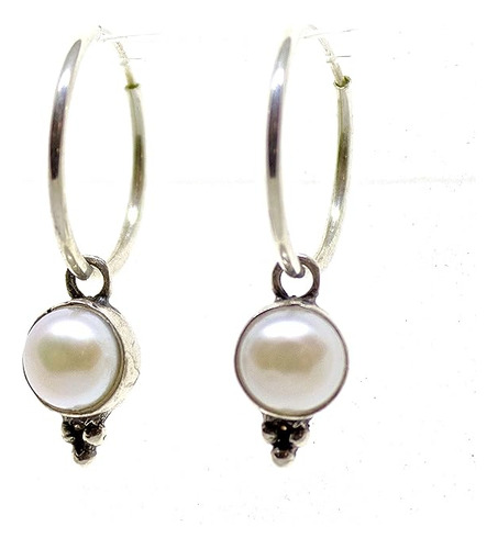 Pearl Hoop Earrings Silver 925 Hoop Earrings With Dangle Pea