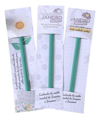 Campanha Janeiro Branco - 50 Card Com Lapis