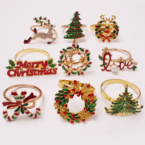Juego De 9 Servilleteros Navideños, Juego De 9 Anillos Porta