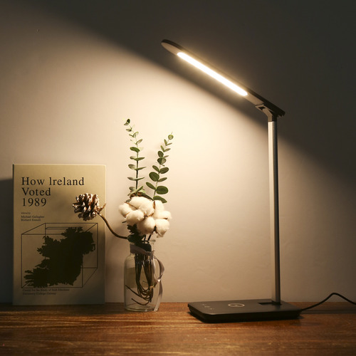 Lámpara De Escritorio Led Usb Con Carga Inalámbrica, Control