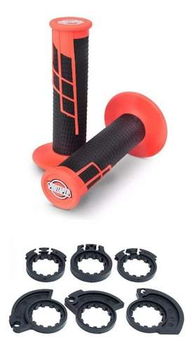 Puños Pro Taper Clamp-on 1/2 Waffle Neon Red/blk 2/4 Tiempos