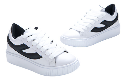 Zapatilla Tunez Savage Blanco Con Negro Moda Urbana De Mujer
