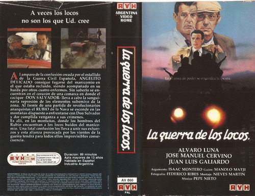 La Guerra De Los Locos Vhs Alvaro Luna Jose Manuel Cervino