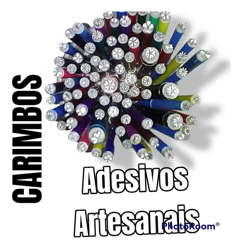 Kit 15 Carimbos Adesivos Artesanal Unha + Pinceis