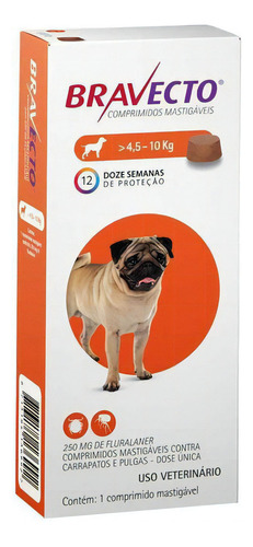 Tabletas antipulgas y garrapatas Bravecto para perros de 4,5 a 10 kg