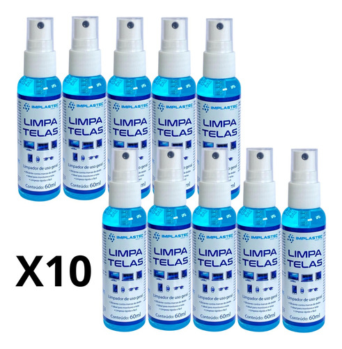 Kit 10 Limpa Telas Implastec Clean 60ml