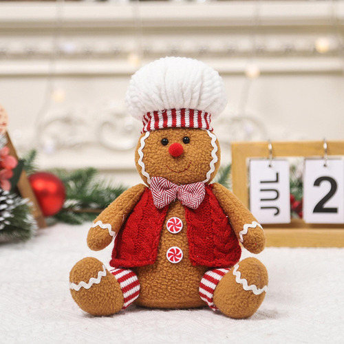 Muñeca Navideña De Pan De Jengibre, Muñeca Sentada Navideña