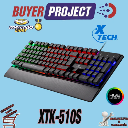 Imagen 2 de 4 de Teclado Gamer Xtech Xtk-510s Usb Multimedia Multicolor Españ