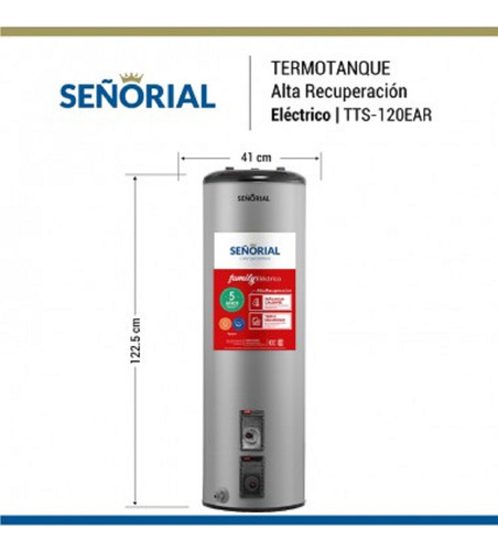 Termotanque eléctrico Señorial Family TTS-120 EAR gris plata 120L 220V