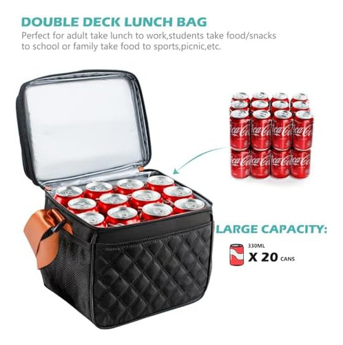 Lonchera Grande Para Mujer, Lonchera Grande De Doble Cubiert