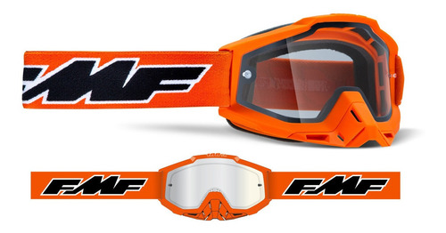 Goggles Para Motociclista Powerbomb Naranja Clear Lens Fmf