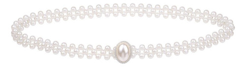 Vestido Femenino De Cadena De Perlas Con Hebilla Elástica Co