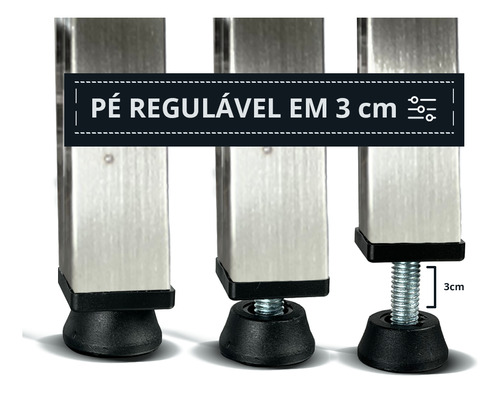 Estante Bancada 1,30 X 60 Com Apoio 1,30 X 30 Em Aco Inox