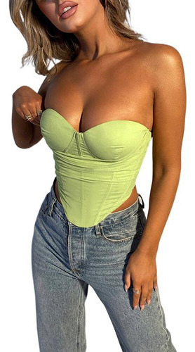 Blusa Top Crop Sexy Tipo Corset Strapless Mujer Sensual