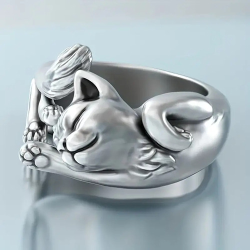 Anillo Ajustable En Forma De Gato
